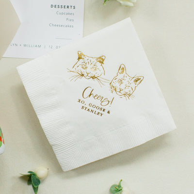 Cheers! Dog Drawing Pet Portrait Wedding Beverage Napkins