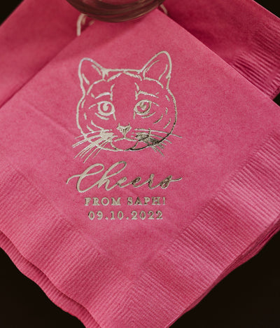 Cheers! Pet Portrait Wedding Beverage Napkins #41