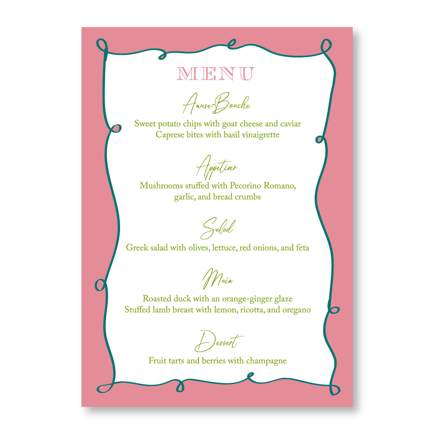 Chic Fun Easter Menu