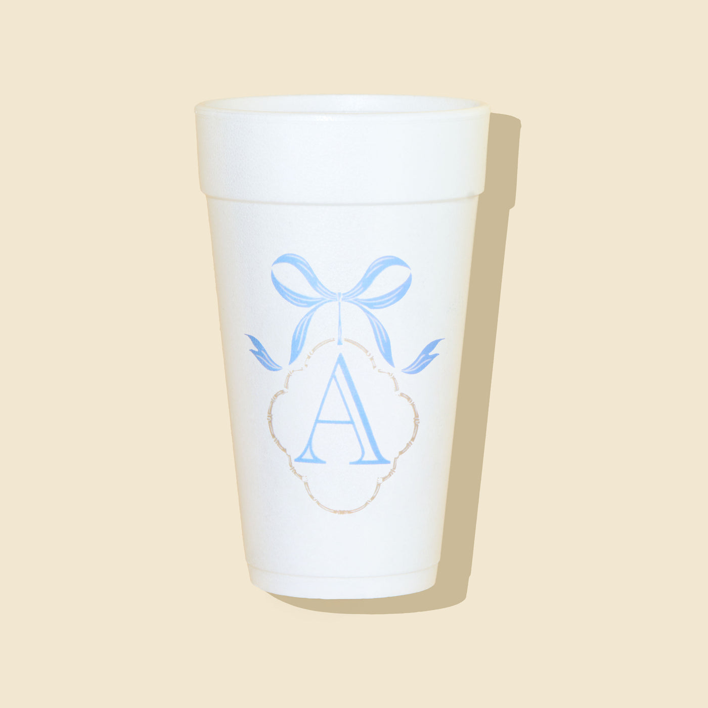 Chic Chinoiserie Wreath Initial Custom Full Color Styrofoam Cups