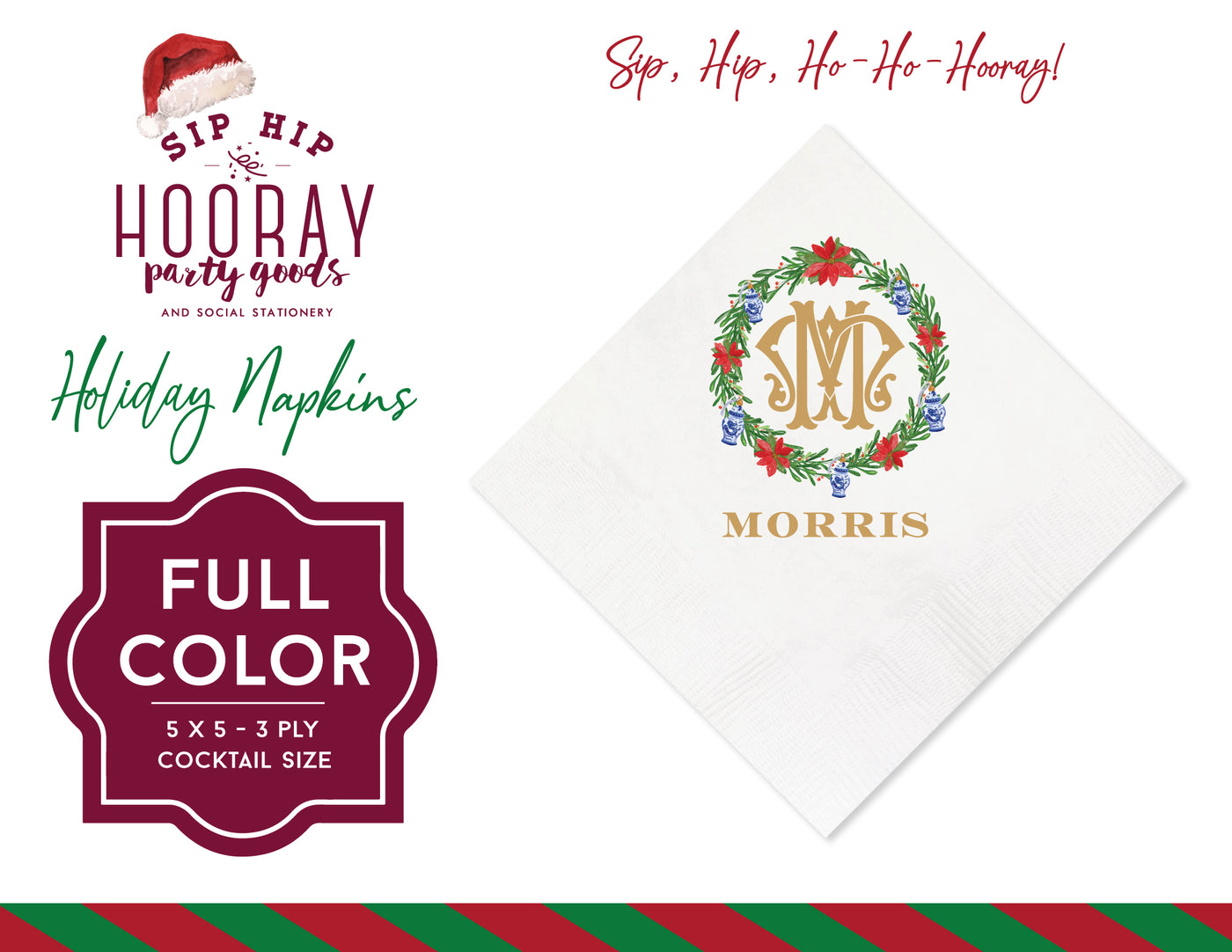 Christmas Wreath Full Color Napkins