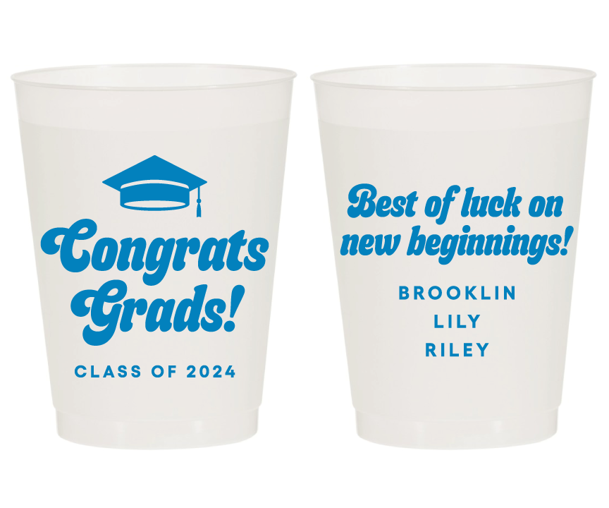 Congrats Grad Nw Beginnings Graduation Party Frosted Cups