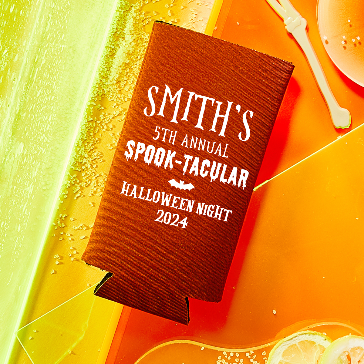 Custom Halloween Party Foam Slim Can Coolers | Design #12