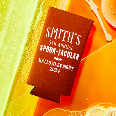Custom Halloween Party Foam Slim Can Coolers | Design #12