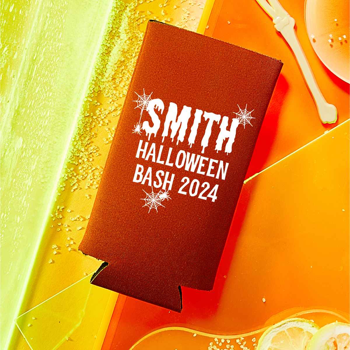Custom Halloween Party Foam Slim Can Coolers | Design #16