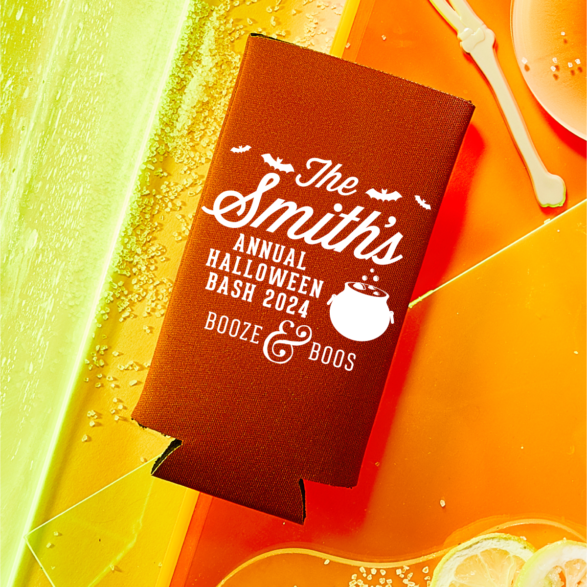 Custom Halloween Party Foam Slim Can Coolers | Design #17