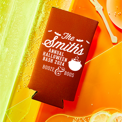 Custom Halloween Party Foam Slim Can Coolers | Design #17