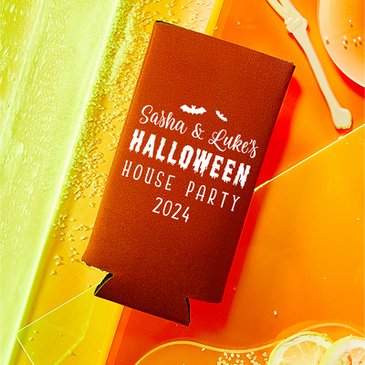 Custom Halloween Party Foam Slim Can Coolers | Design #9