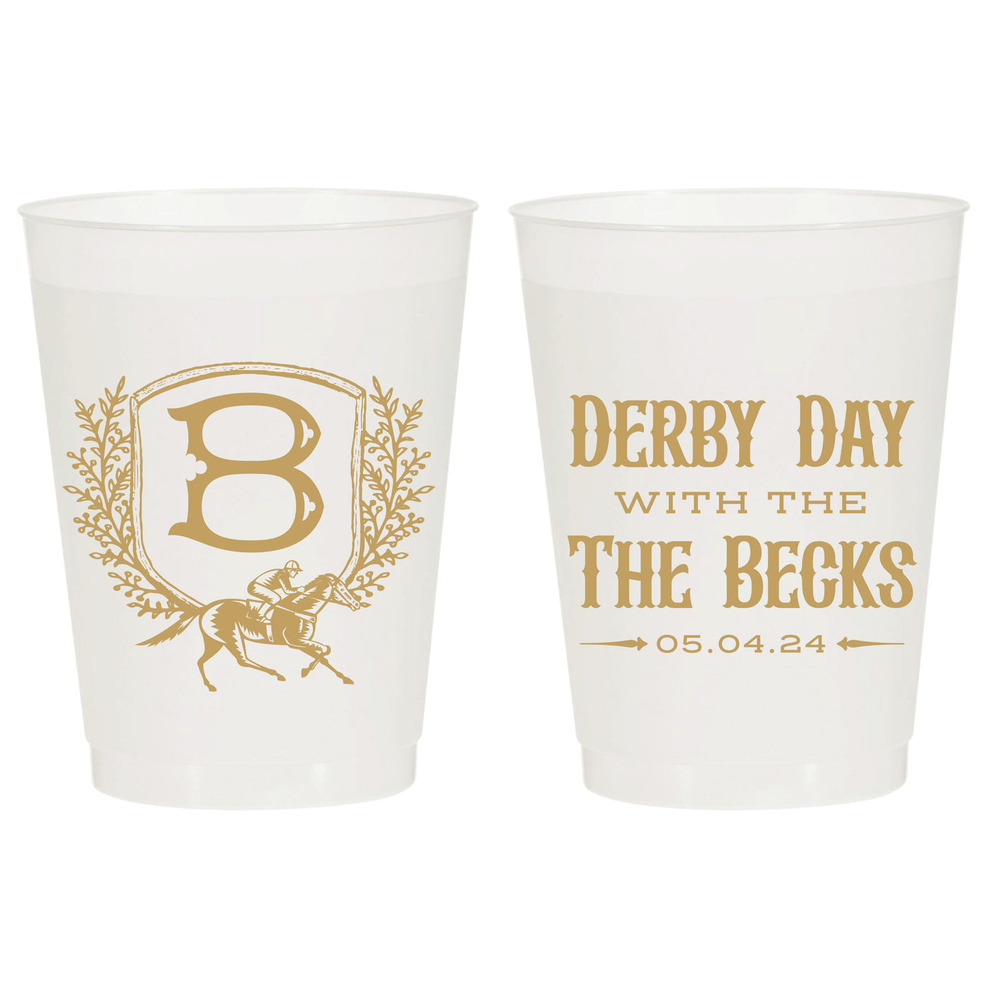 Kentucky Derby Day Custom Frosted Party Cups - Derby Day Crest Design Race Horse