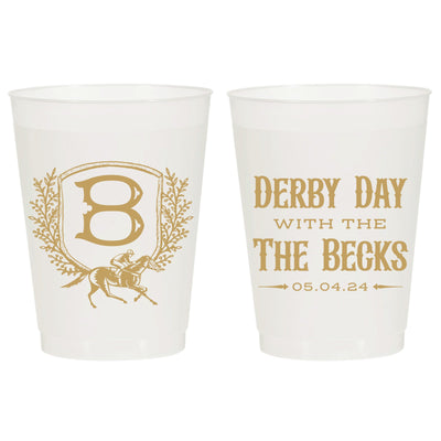 Kentucky Derby Day Custom Frosted Party Cups - Derby Day Crest Design Race Horse