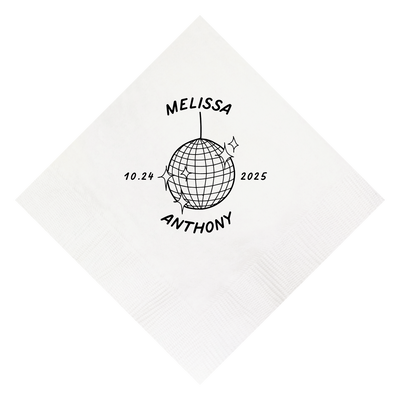 Disco Ball Hand Drawn Wedding Napkin