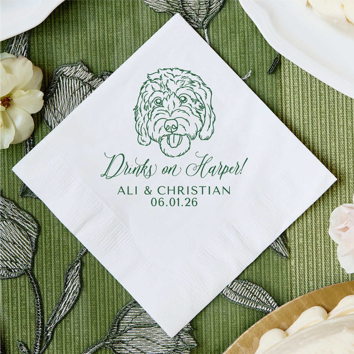 Drinks on Me Pet Drawing Cocktail Napkins