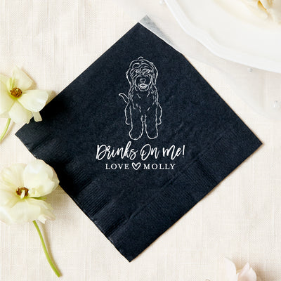 Drinks on Me Pet Drawing Cocktail Napkins