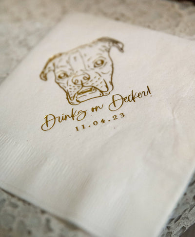 Cheers! Dog Drawing Pet Portrait Wedding Beverage Napkins