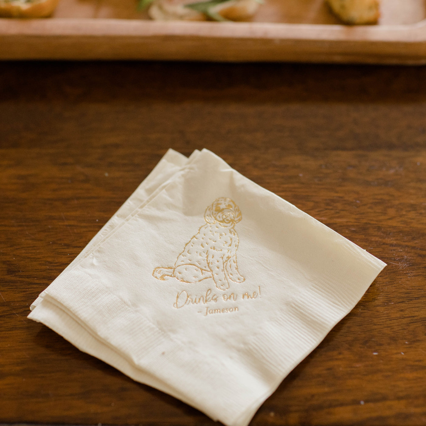 Cheers! Dog Drawing Pet Portrait Wedding Beverage Napkins