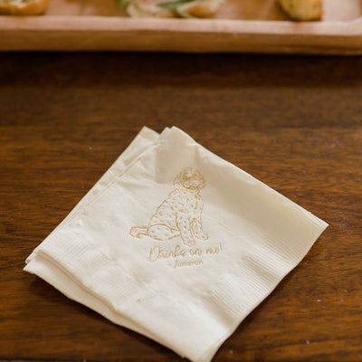 Cheers! Dog Drawing Pet Portrait Wedding Beverage Napkins