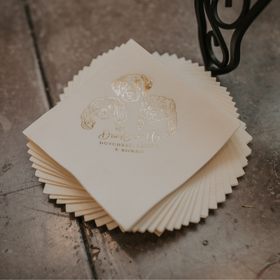 Drinks on us! Pet Portrait Wedding Beverage Napkins #23