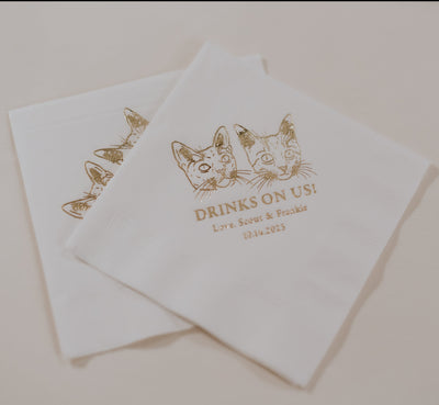 Cheers! Dog Drawing Pet Portrait Wedding Beverage Napkins
