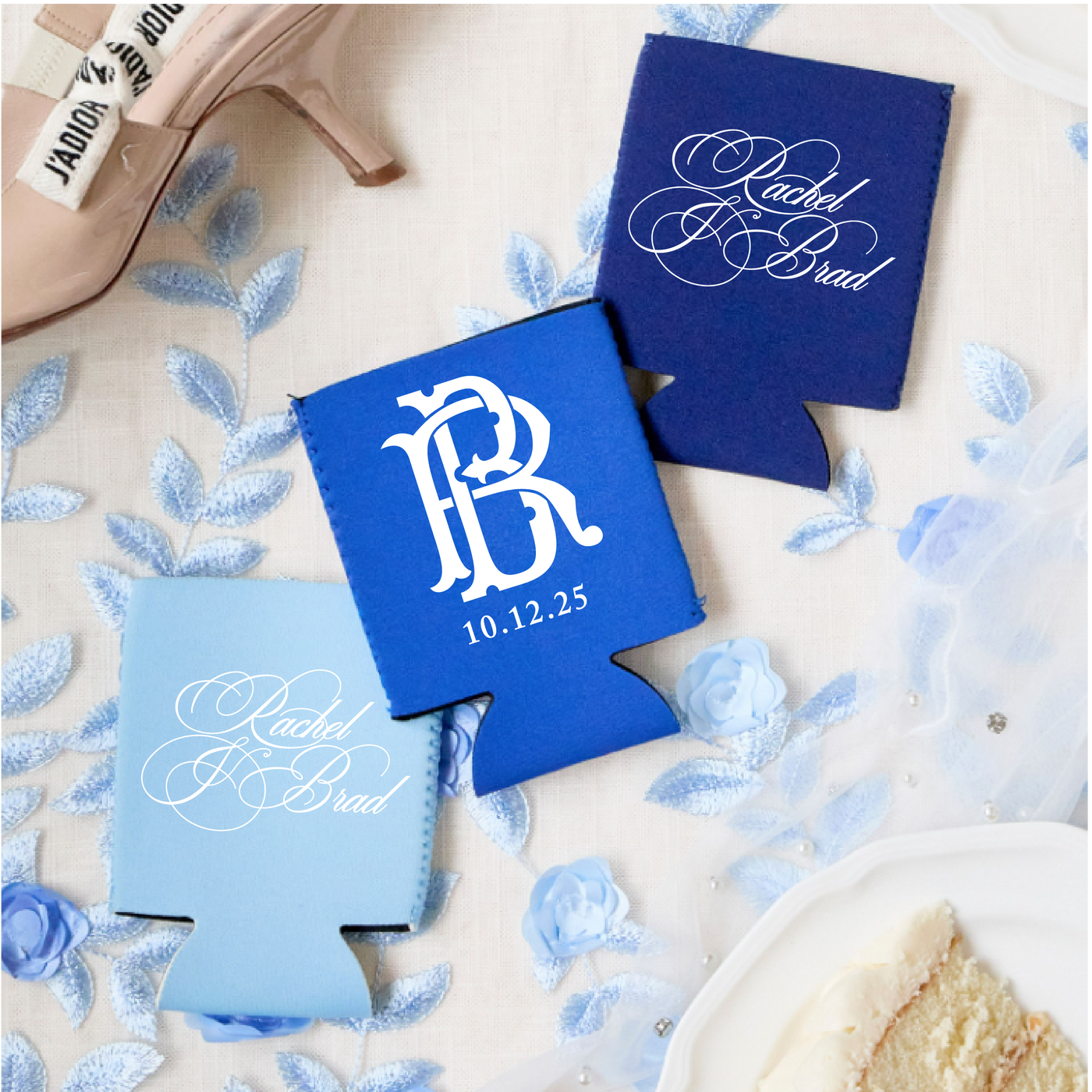 Duogram Formal Script Neoprene Can Coolers