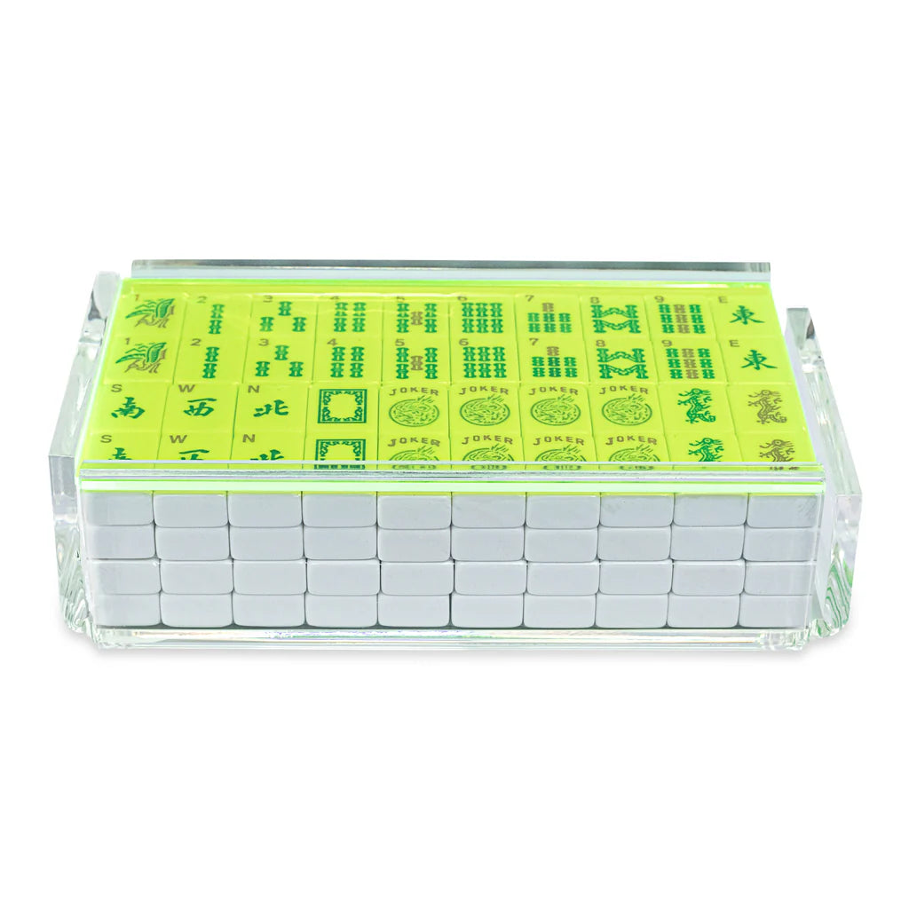 "El Mahjong" Luxe Mahjong Set with Racks - Neon Green