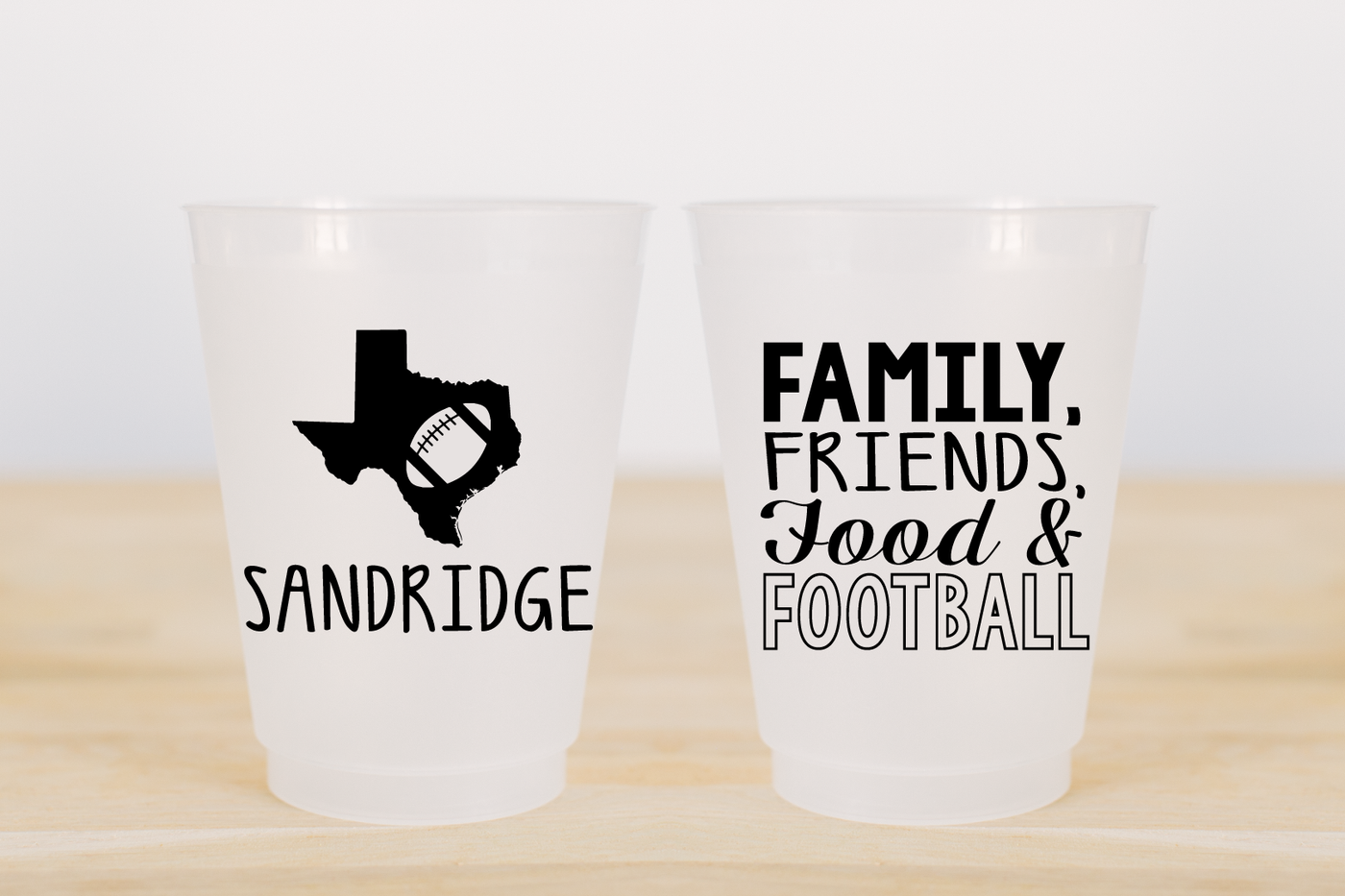 Custom Tailgate Frosted Cups - Family Friends Food and Football