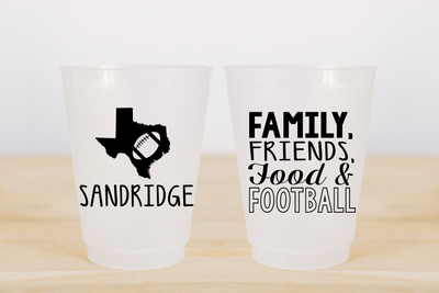 Custom Tailgate Frosted Cups - Family Friends Food and Football