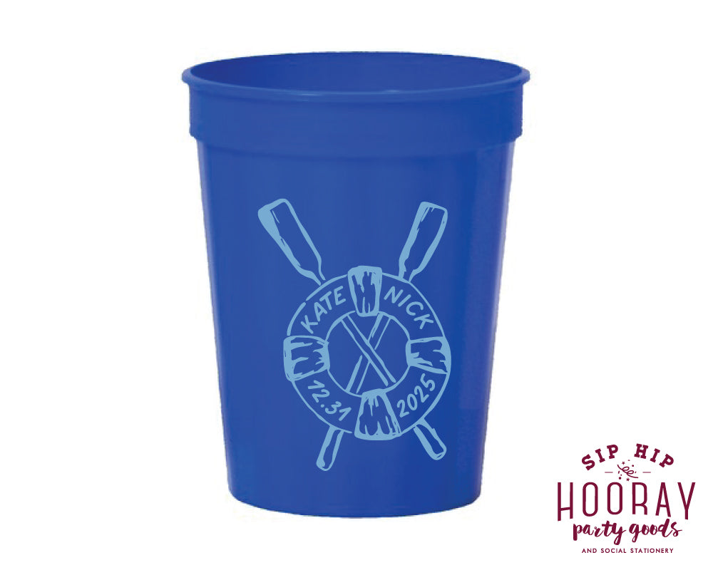 Custom Nautical Wedding Fluted Stadium Cups