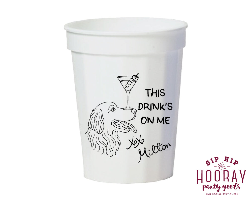 This Drink's On Me Pet Sketch Fluted Stadium Cups