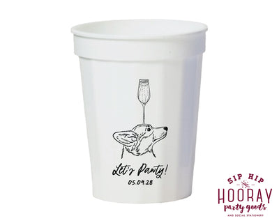 Corgi Champagne Sketch Fluted Stadium Cups