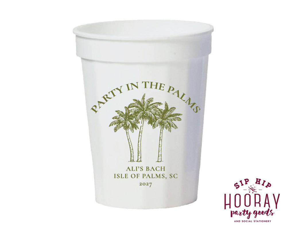 Party in the Palms Bachelorette Fluted Stadium Cups