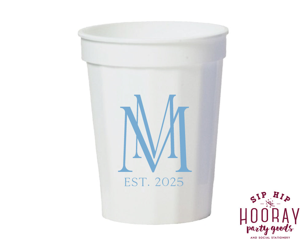 Custom Double Letter Monogram Fluted Stadium Cups