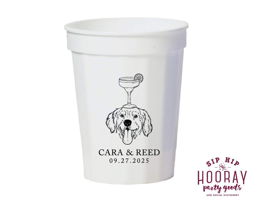 Golden Retriever Wedding Fluted Stadium Cups