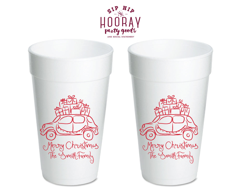 Car With Gifts Christmas Foam Cups