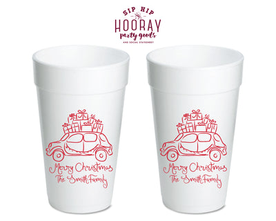 Car With Gifts Christmas Foam Cups