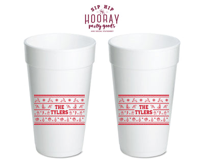 Family Christmas Pattern Foam Cups