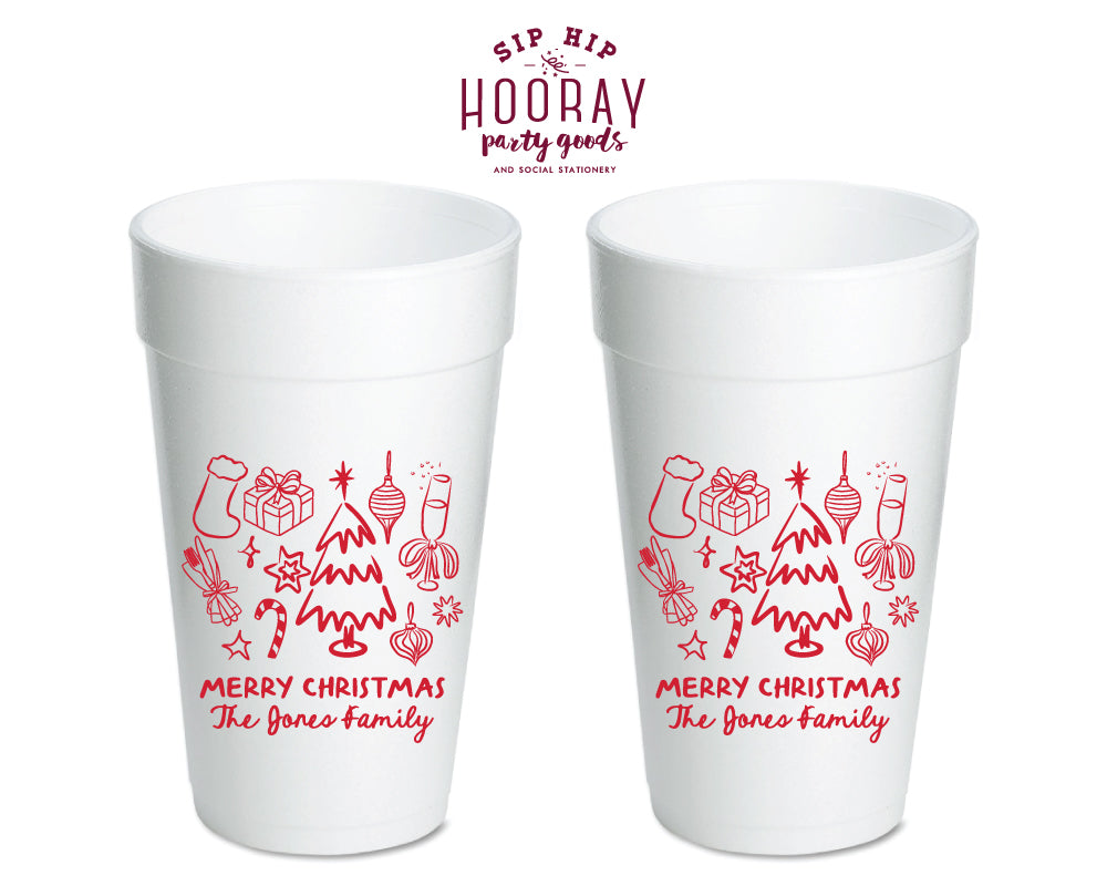 Christmas Icons Foam Cups