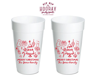 Christmas Icons Foam Cups