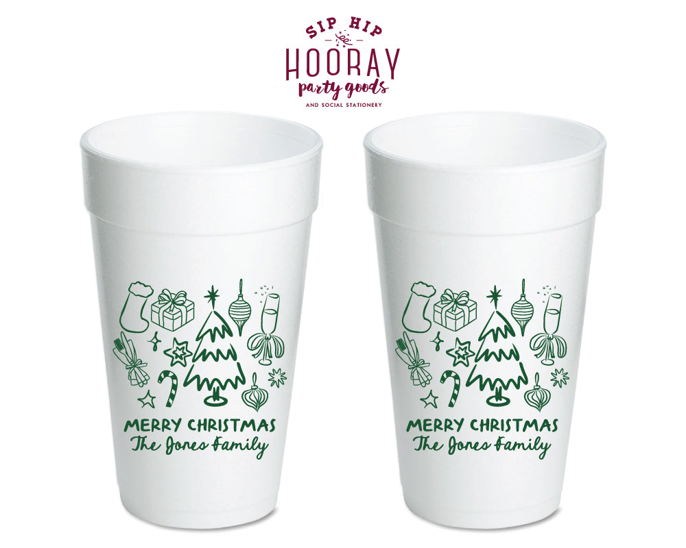 Christmas Icons Foam Cups