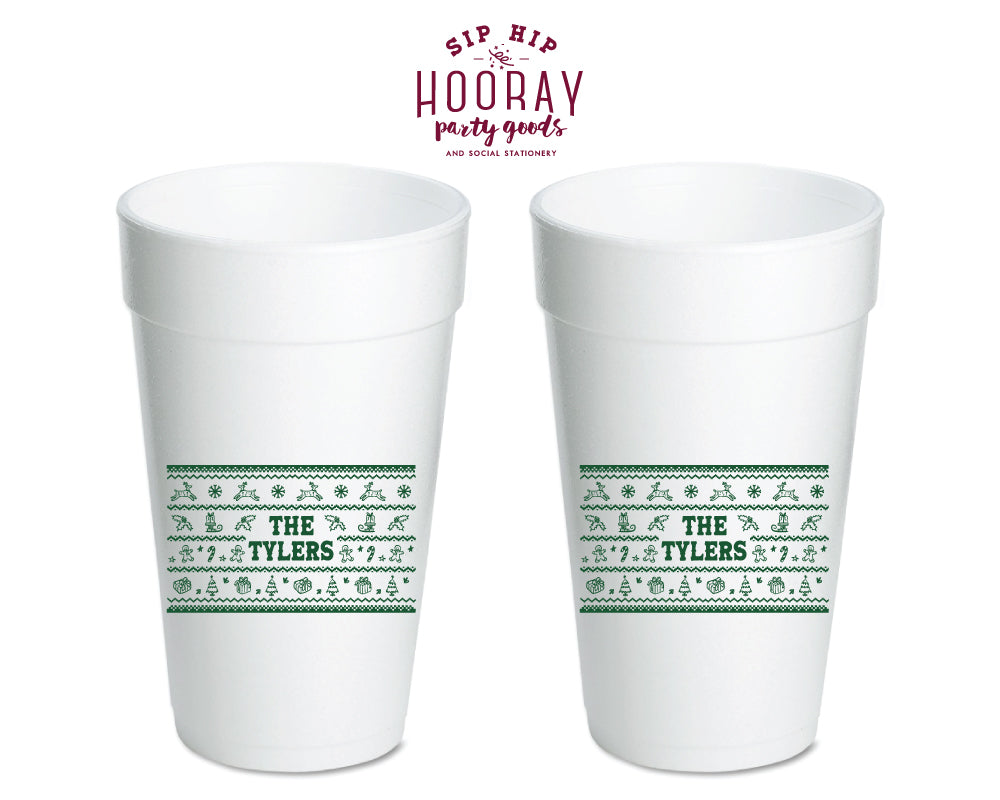 Family Christmas Pattern Foam Cups