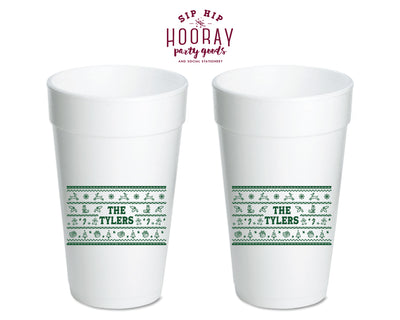 Family Christmas Pattern Foam Cups