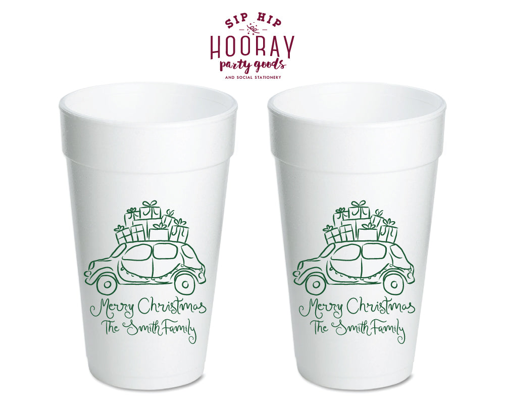 Car With Gifts Christmas Foam Cups