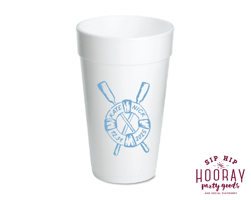 Custom Nautical Wedding Foam Cups