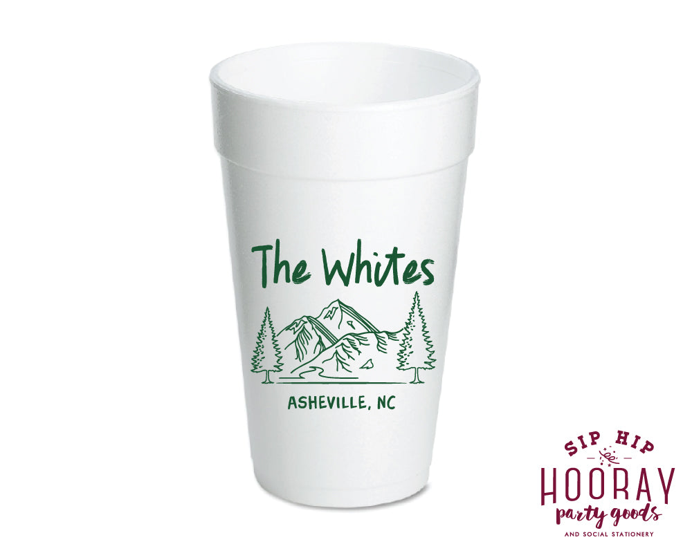 Custom Family Vacation Mountain Trip Foam Cups