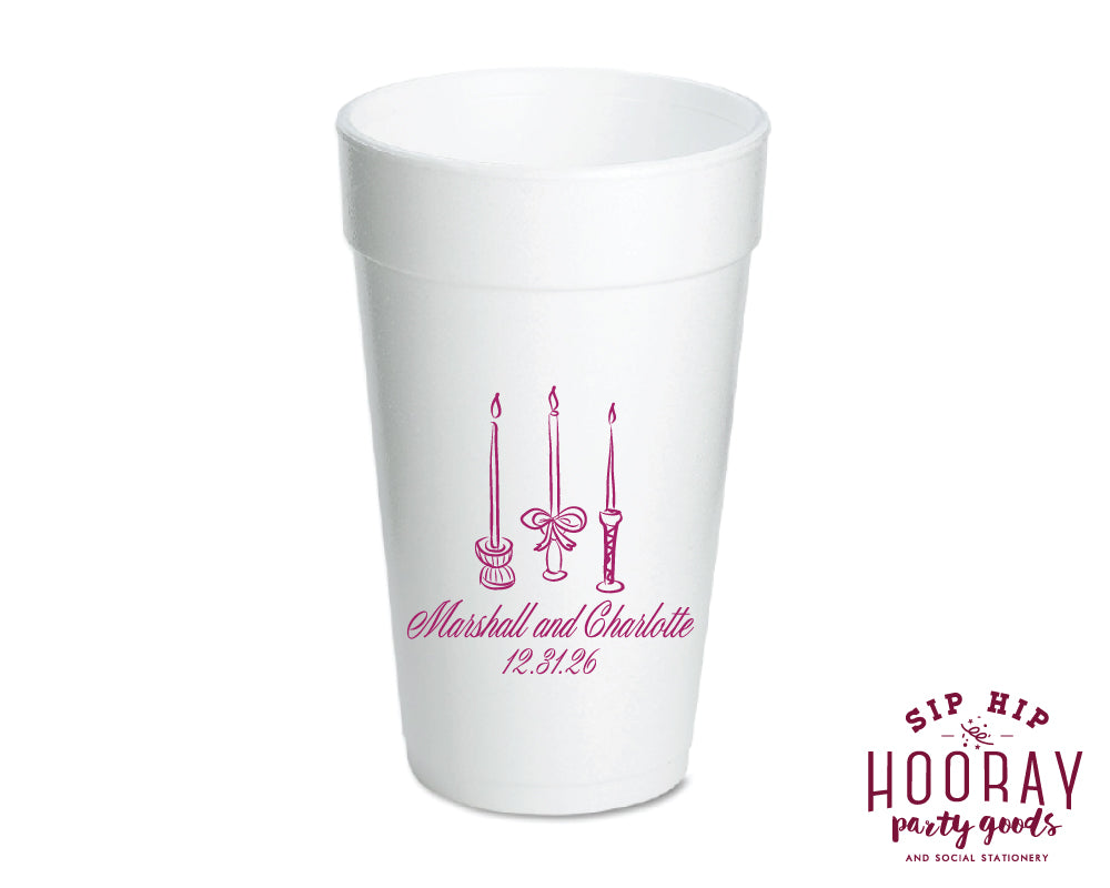 Hand Drawn Wedding Candles Foam Cups
