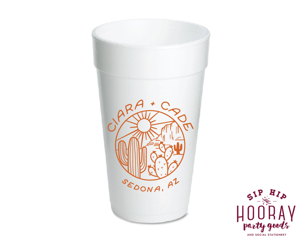 Custom Desert Wedding Foam Cups