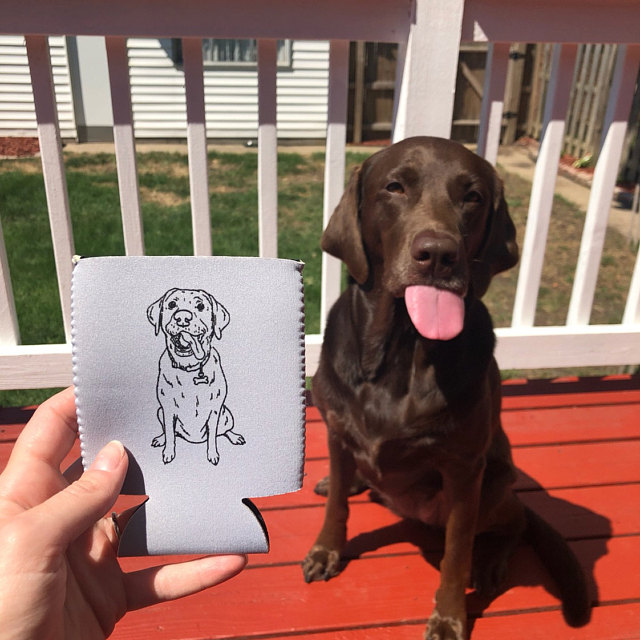 Dog Drawing Neoprene Wedding Can Coolers (pets)