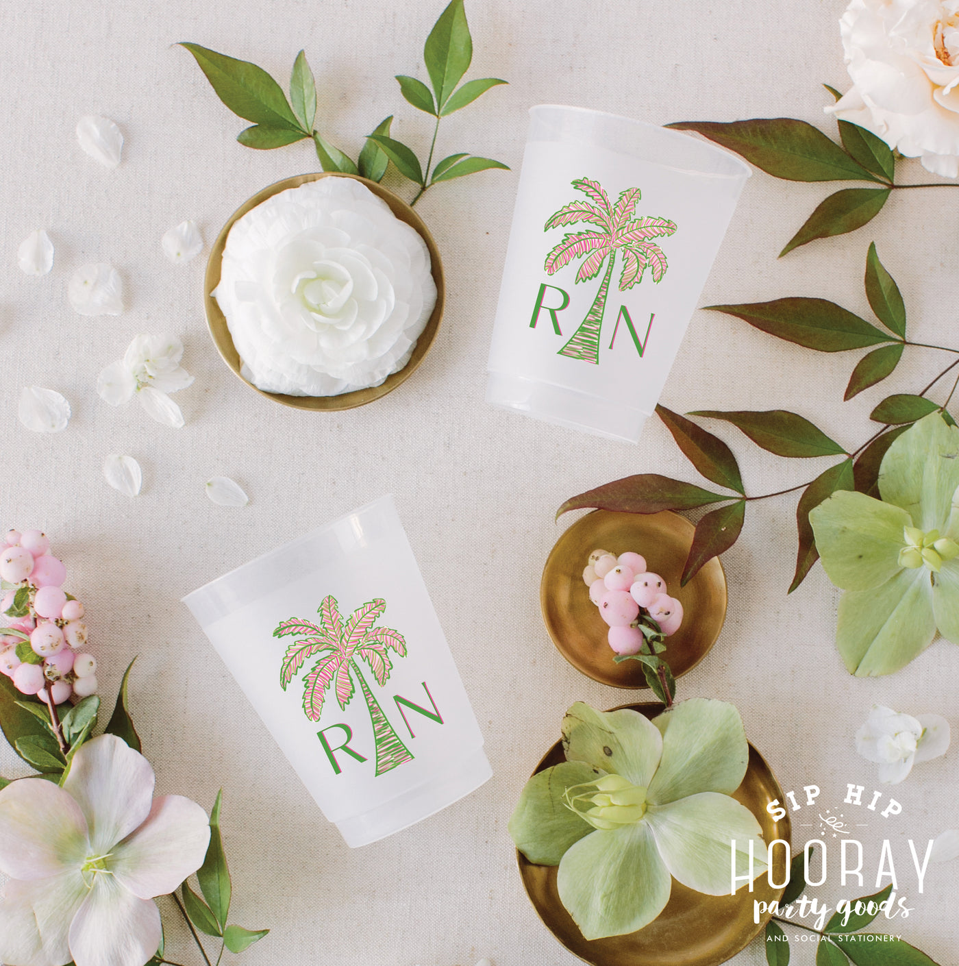 At Home Collection | Palm Tree Full Color Frosted Cups