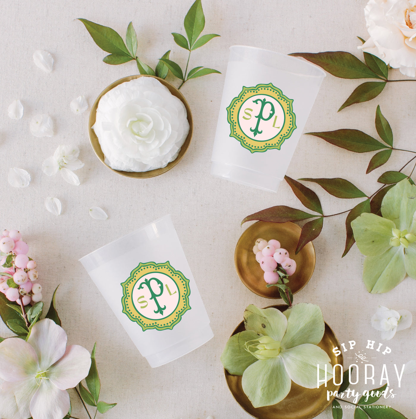 At Home Collection | Custom Initials Full Color Frosted Cups