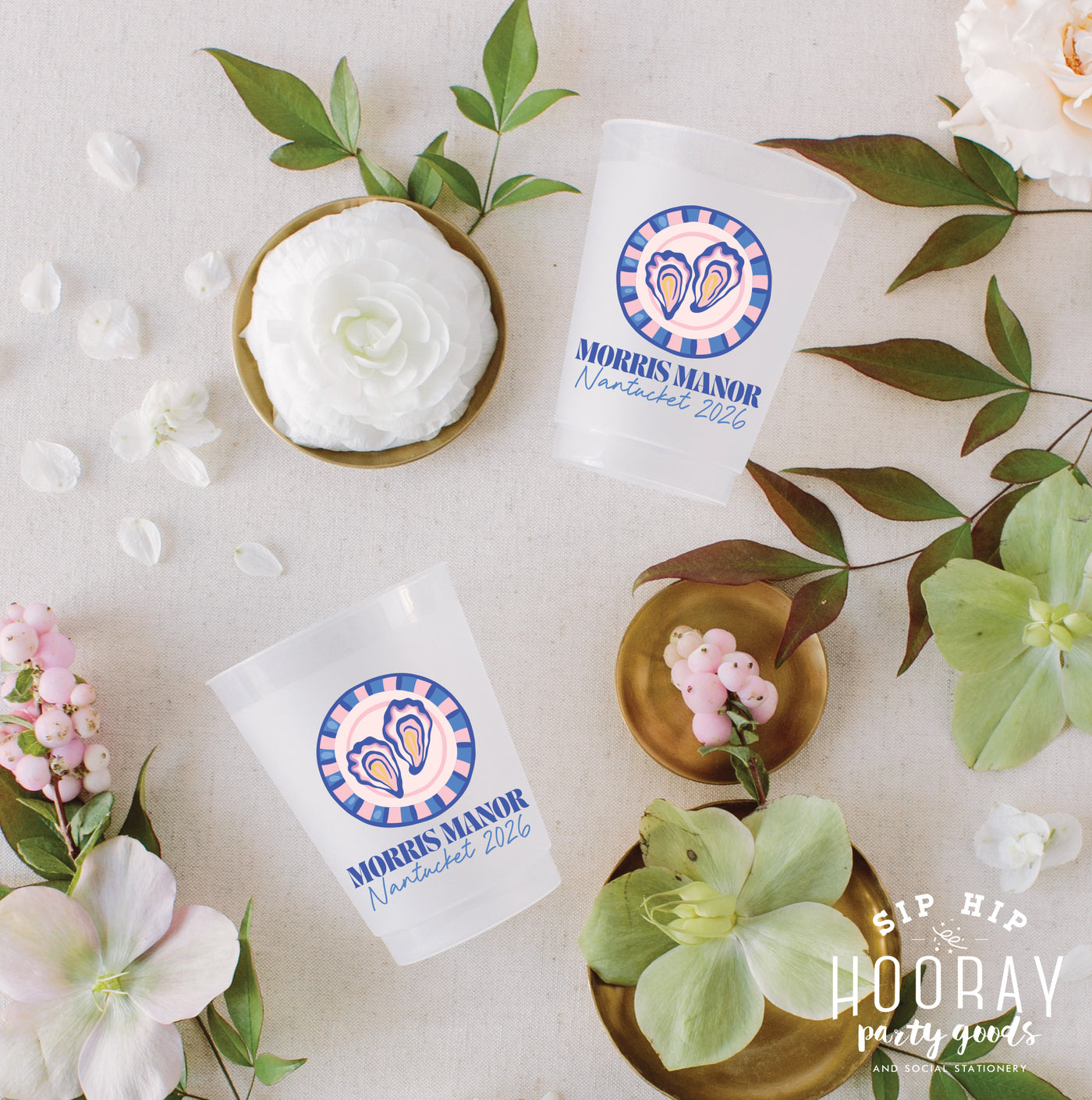 At Home Collection | Custom Oysters Full Color Frosted Cups
