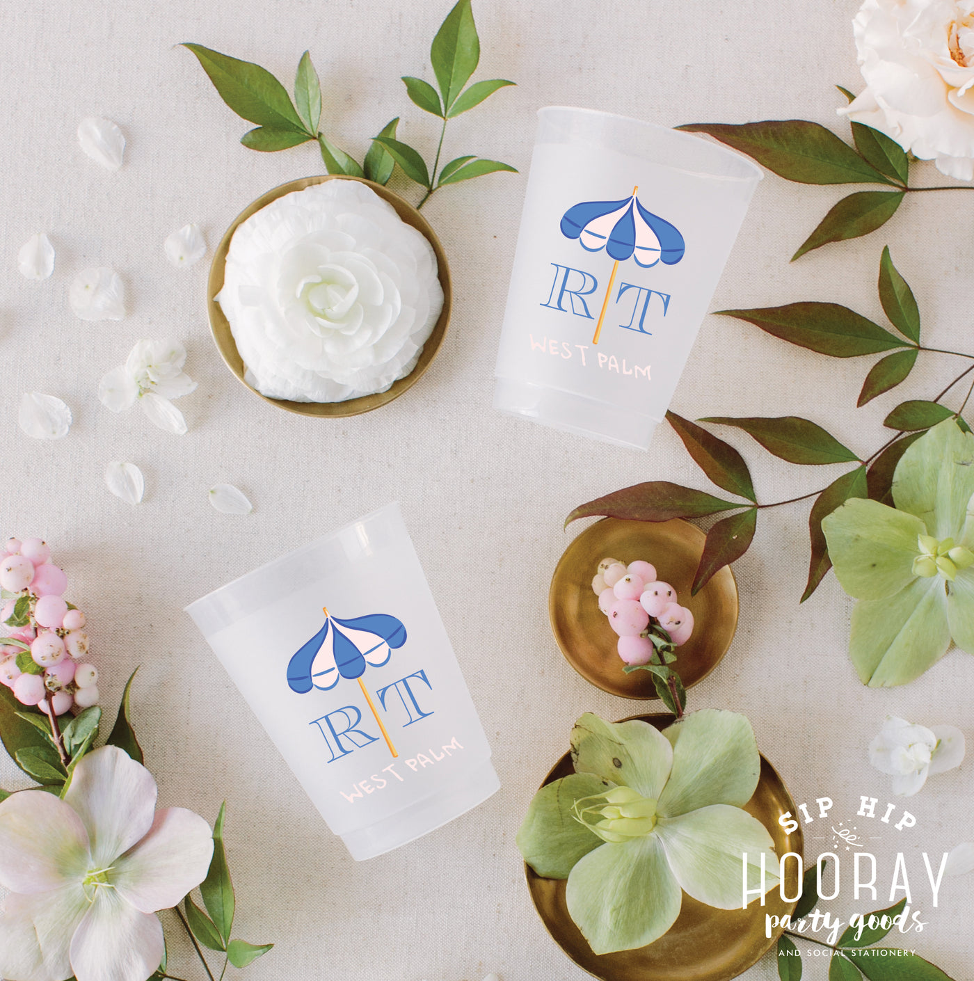 At Home Collection | Beach Umbrella Full Color Frosted Cups